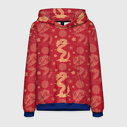 Толстовка-худи мужская Азиатские драконы - классика, цвет: 3D-синий