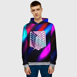 Толстовка-худи мужская Attack on Titan stripes neon, цвет: 3D-меланж — фото 2