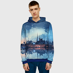 Толстовка-худи мужская Хрустальный город, цвет: 3D-синий — фото 2