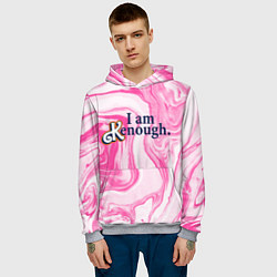 Толстовка-худи мужская I am kenough - розовые разводы краски, цвет: 3D-меланж — фото 2