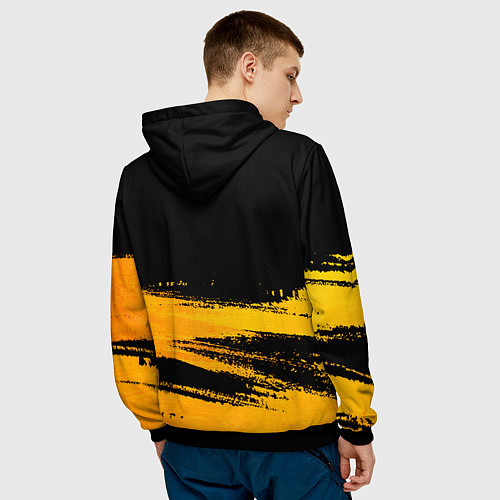 Мужская толстовка Yamaha - gold gradient: символ сверху / 3D-Черный – фото 4