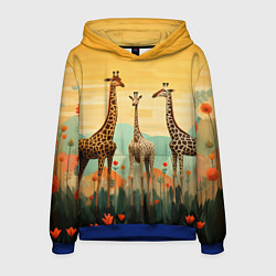 Мужская толстовка Три жирафа в стиле фолк-арт