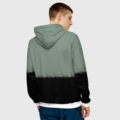 Мужская толстовка Halloween - рука мертвеца / 3D-Белый – фото 4