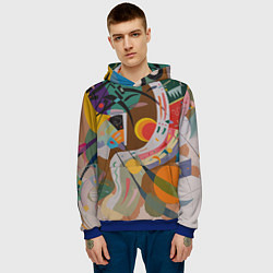 Толстовка-худи мужская Искусство Кандинского - Доминирующая кривая, цвет: 3D-синий — фото 2