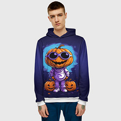 Толстовка-худи мужская Тыквенная голова, цвет: 3D-белый — фото 2