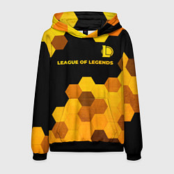 Толстовка-худи мужская League of Legends - gold gradient: символ сверху, цвет: 3D-черный