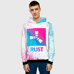Толстовка-худи мужская Rust neon gradient style, цвет: 3D-черный — фото 2