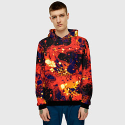 Толстовка-худи мужская Огненная вулканическая лава, цвет: 3D-черный — фото 2