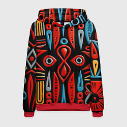 Мужская толстовка Красно-синий узор в африканском стиле