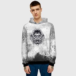 Толстовка-худи мужская Texture - разозленная горилла, цвет: 3D-черный — фото 2