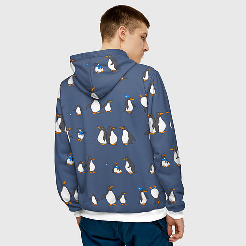 Мужская толстовка Забавное семейство пингвинов / 3D-Белый – фото 4
