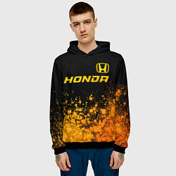 Толстовка-худи мужская Honda - gold gradient посередине, цвет: 3D-черный — фото 2