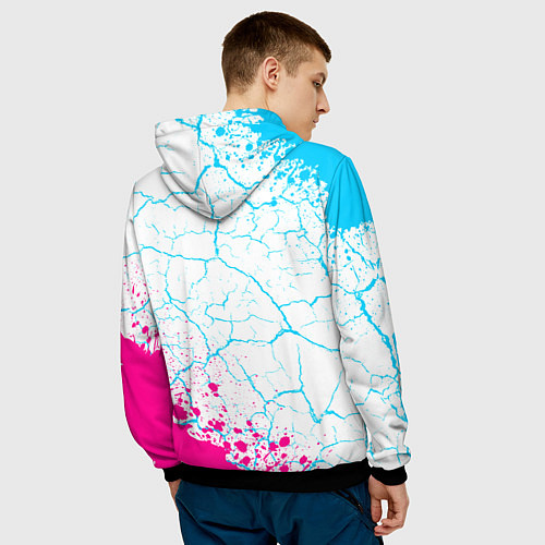 Мужская толстовка UAZ neon gradient style вертикально / 3D-Черный – фото 4