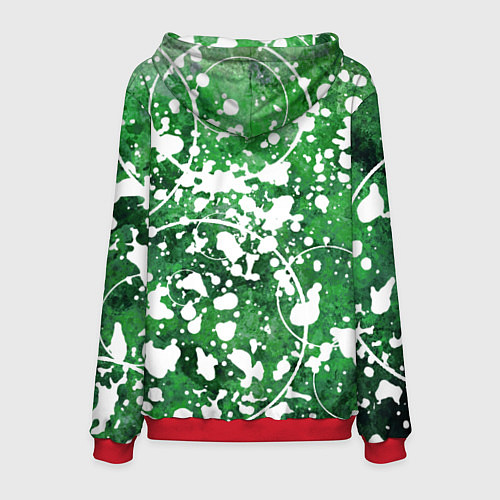 Мужская толстовка Абстракция - круги на зелёном / 3D-Красный – фото 2