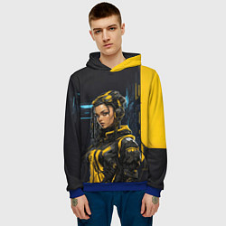 Толстовка-худи мужская Девушка сигнальной одежде, цвет: 3D-синий — фото 2