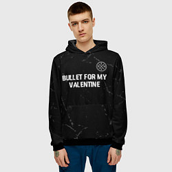 Толстовка-худи мужская Bullet For My Valentine glitch на темном фоне посе, цвет: 3D-черный — фото 2