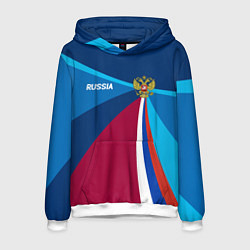 Мужская толстовка Герб и триколор России с геометрией