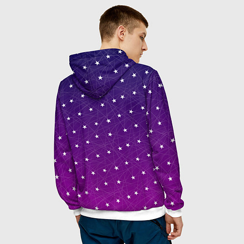 Мужская толстовка Звёзды на сиреневом / 3D-Белый – фото 4