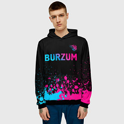 Толстовка-худи мужская Burzum - neon gradient посередине, цвет: 3D-черный — фото 2