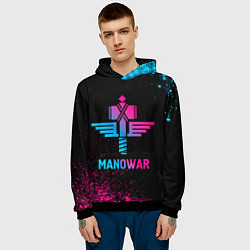 Толстовка-худи мужская Manowar - neon gradient, цвет: 3D-черный — фото 2