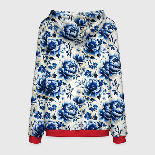 Мужская толстовка Гжель узор паттерн / 3D-Красный – фото 2