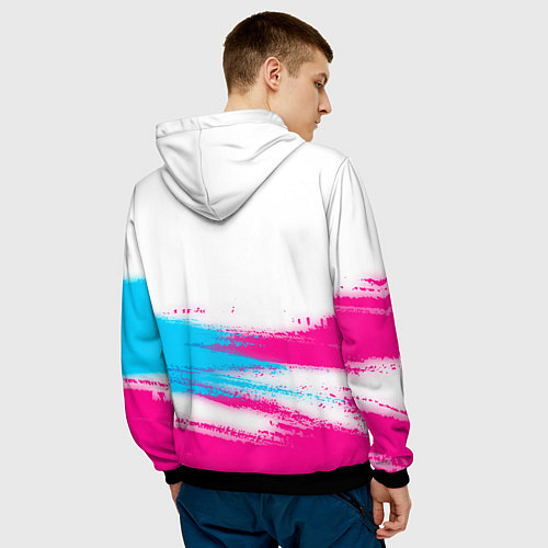 Мужская толстовка Volvo neon gradient style посередине / 3D-Черный – фото 4