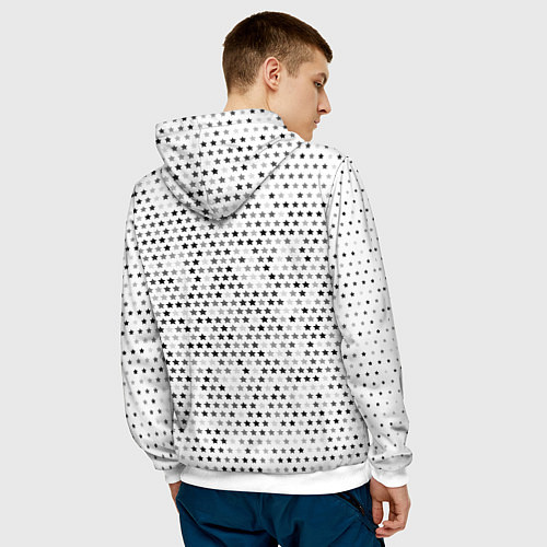 Мужская толстовка Manowar glitch на светлом фоне посередине / 3D-Белый – фото 4