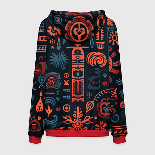 Мужская толстовка Абстрактный паттерн в славянской стилистике / 3D-Красный – фото 2