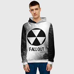 Толстовка-худи мужская Fallout glitch на светлом фоне, цвет: 3D-белый — фото 2
