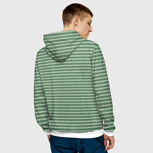 Мужская толстовка Светло-зелёный полосы / 3D-Белый – фото 4