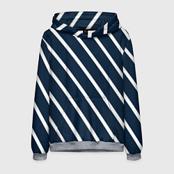 Мужская толстовка Тёмно-синий в белую полоску диагональ