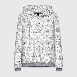 Мужская толстовка Черно-белый новогодний патерн