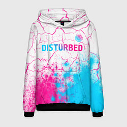 Толстовка-худи мужская Disturbed neon gradient style посередине, цвет: 3D-черный