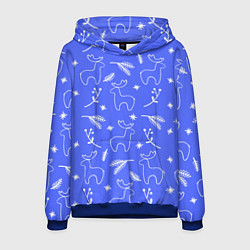 Мужская толстовка Синий рождественский принт с оленями