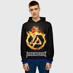 Толстовка-худи мужская Linkin Park - fire logo, цвет: 3D-синий — фото 2