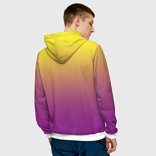 Мужская толстовка Желто-фиолетовый градиент / 3D-Белый – фото 4