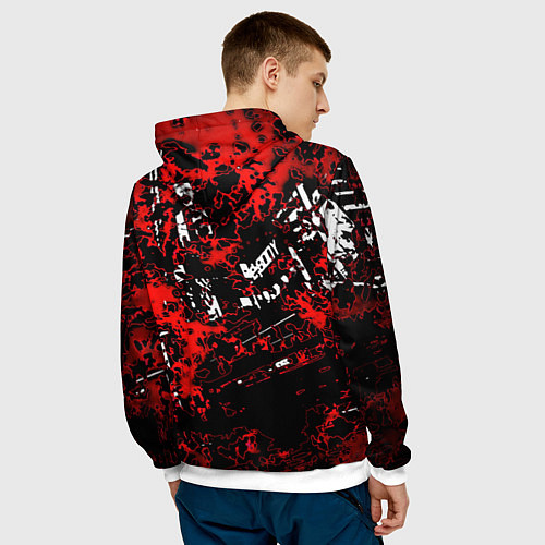 Мужская толстовка Красная иллюстрация киберпанк / 3D-Белый – фото 4