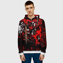 Толстовка-худи мужская Красная иллюстрация киберпанк, цвет: 3D-белый — фото 2