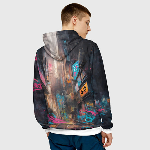 Мужская толстовка Японская девушка в худи / 3D-Белый – фото 4