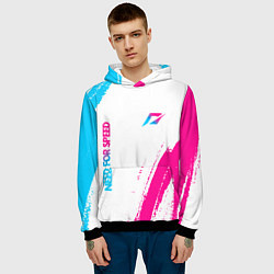 Толстовка-худи мужская Need for Speed neon gradient style вертикально, цвет: 3D-черный — фото 2