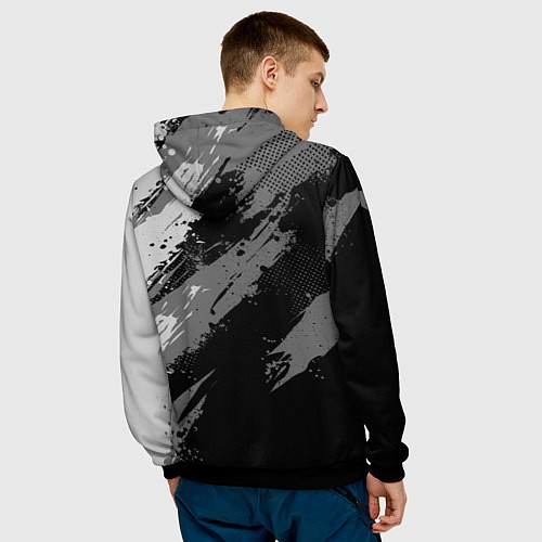 Мужская толстовка Герб РФ - серый монохромный / 3D-Черный – фото 4