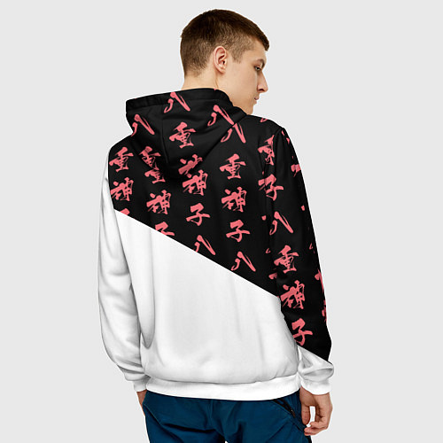 Мужская толстовка Яэ Мико иероглифы - Геншин Импакт / 3D-Белый – фото 4