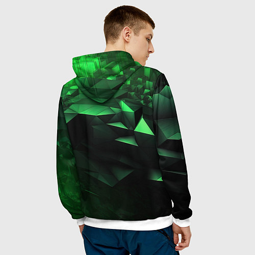 Мужская толстовка Видение зеленого в абстракции / 3D-Белый – фото 4