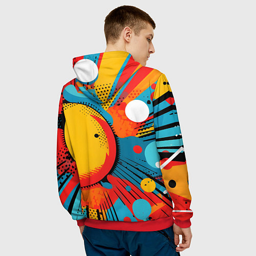 Мужская толстовка Поп-арт абстракция / 3D-Красный – фото 4