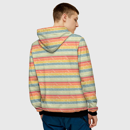 Мужская толстовка Ретро полоска / 3D-Черный – фото 4