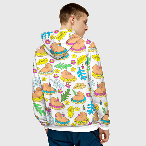 Мужская толстовка Капибары на отдыхе / 3D-Белый – фото 4