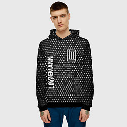 Толстовка-худи мужская Lindemann glitch на темном фоне вертикально, цвет: 3D-черный — фото 2