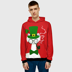 Толстовка-худи мужская Лама - альпака в день Патрика, цвет: 3D-черный — фото 2