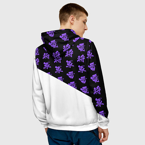 Мужская толстовка Сёгун Райдэн иероглифы - Геншин Импакт / 3D-Белый – фото 4