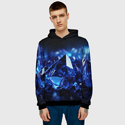 Толстовка-худи мужская Синие прозрачные алмазы, цвет: 3D-черный — фото 2